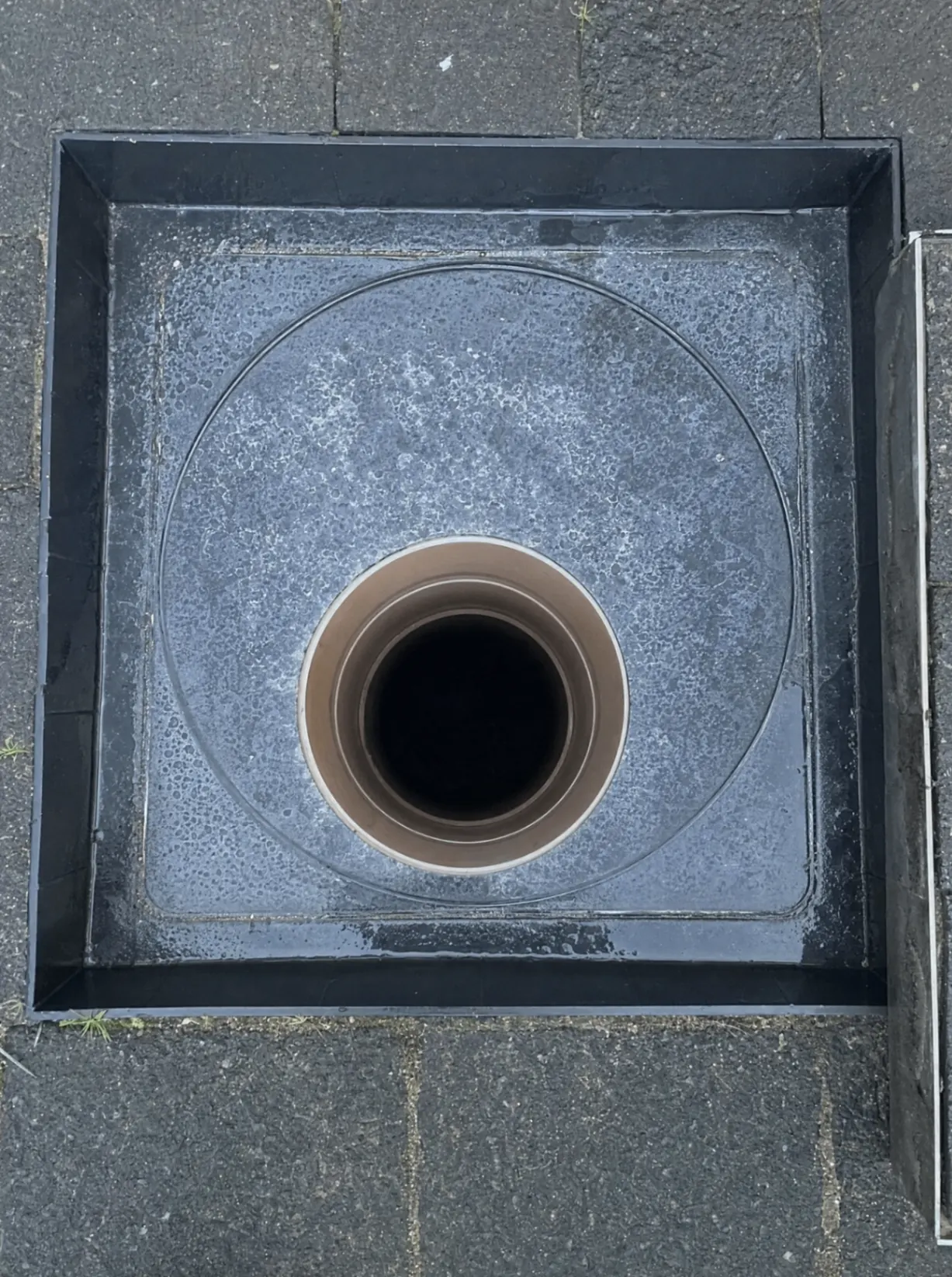 Cleared drain chamber after the job
