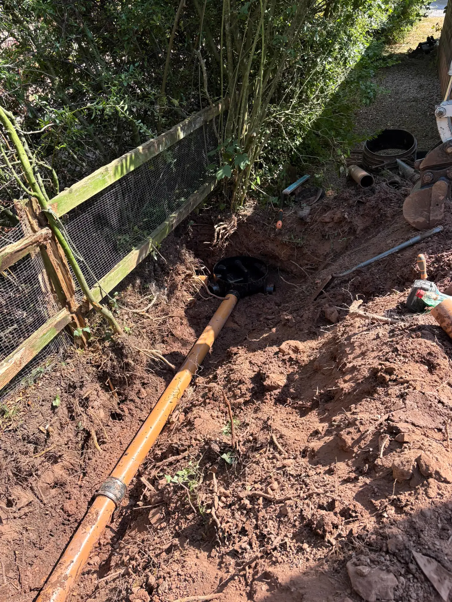 New inspection chamber connected to the drainage run