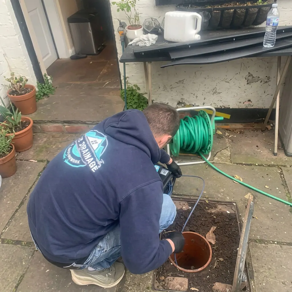 Engineer running a CCTV survey rod